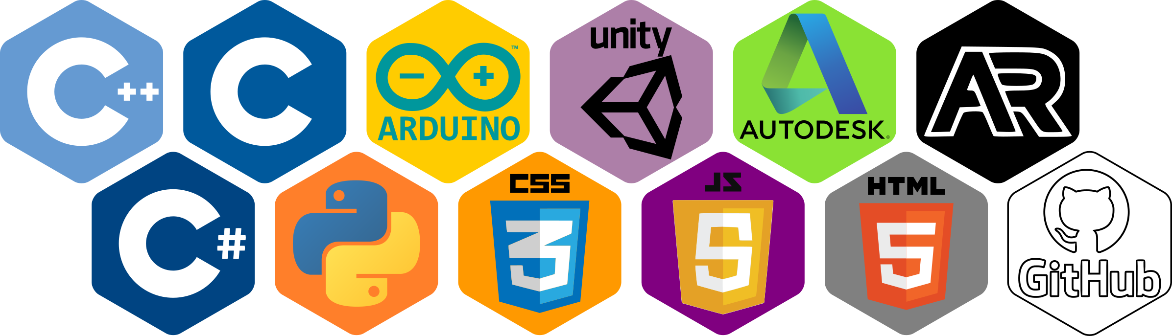 A list of all the skills that I have, including MATLAB, Python, C, C++, C#, TCL, Unity 3D, JavaScript, ARCore/ARKit, Photon, Arduino, ESP 8266, ESP32, Micro:bit, Autodesk Inventor, Fusion 360, Eagle, and other CAD software.